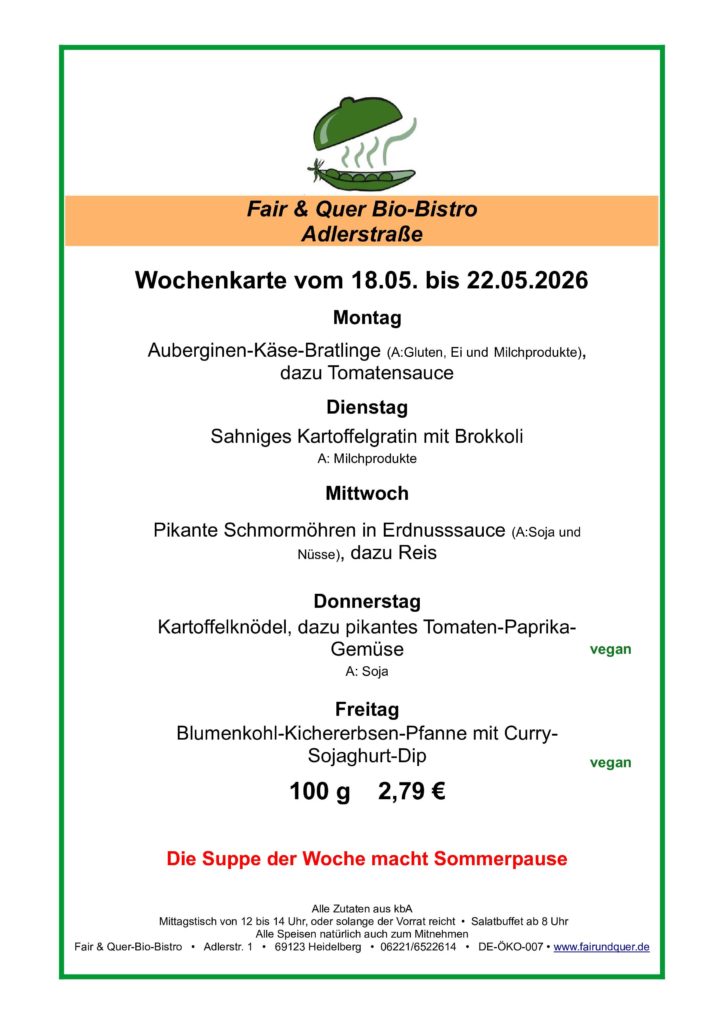 Wochenkarte vom 18.05. bis 22.05.2026