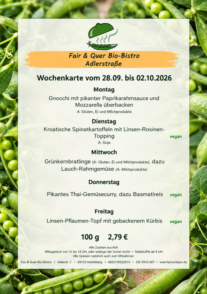 Mittagstisch vom 28.09. bis 02.10.2026