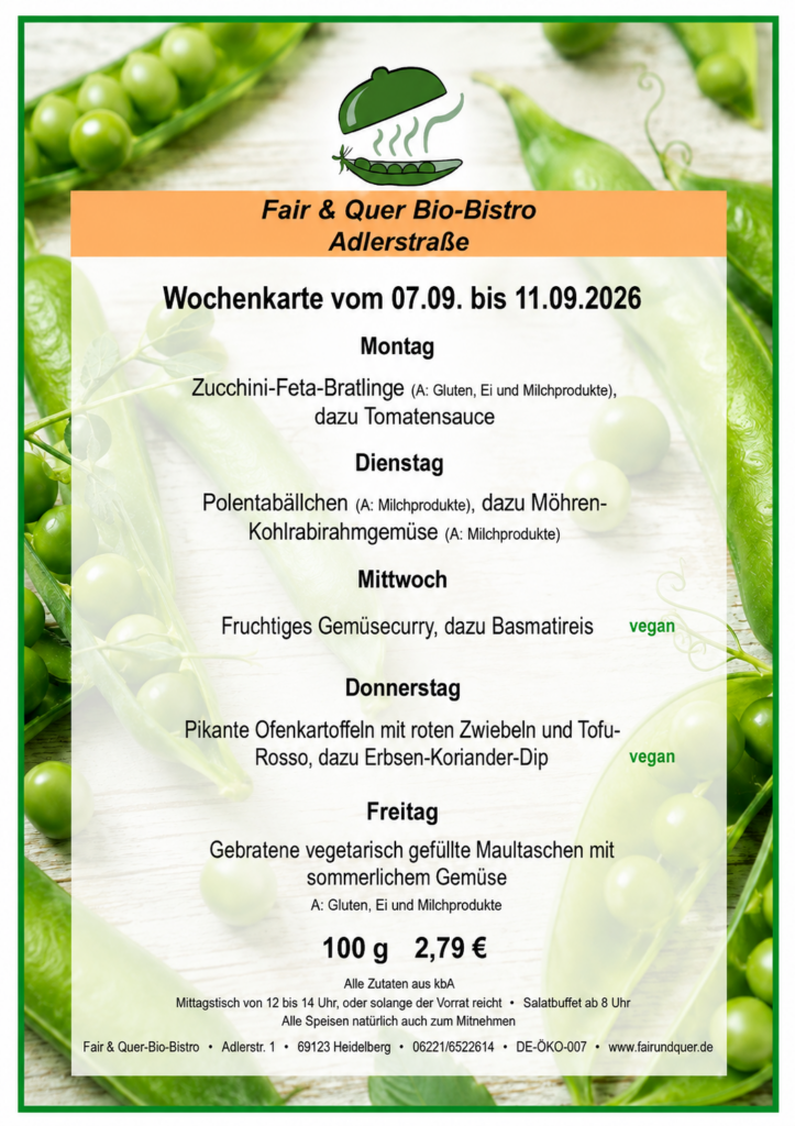 Unser Mittagstisch vom 07.09. bis 11.09.2026