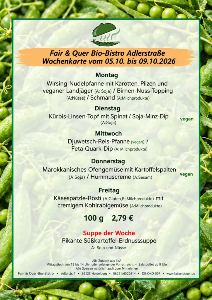 Mittagstisch vom 05. bis 09. Oktober 2026