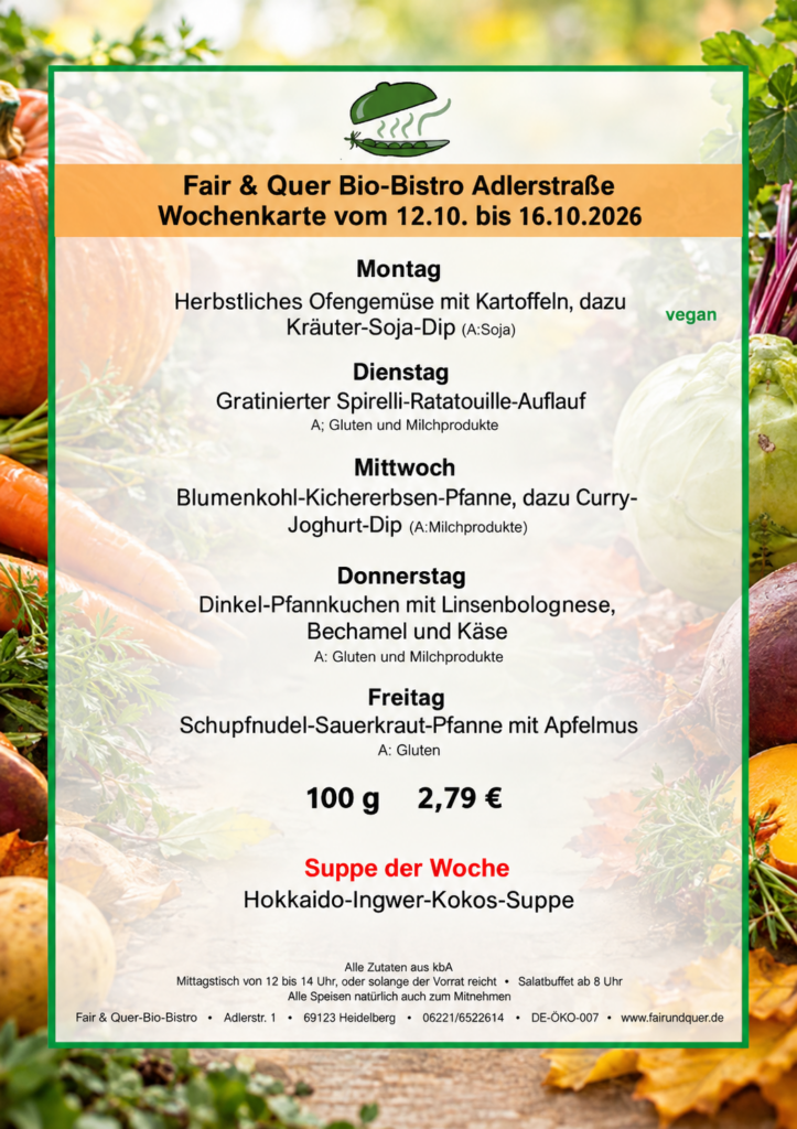 Mittagstisch vom 12. bis 16. Oktober 2026